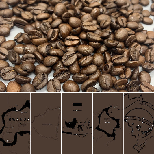 Arabica-prov med enstaka ursprung (5 x 200 gram) - Rostade kaffebönor