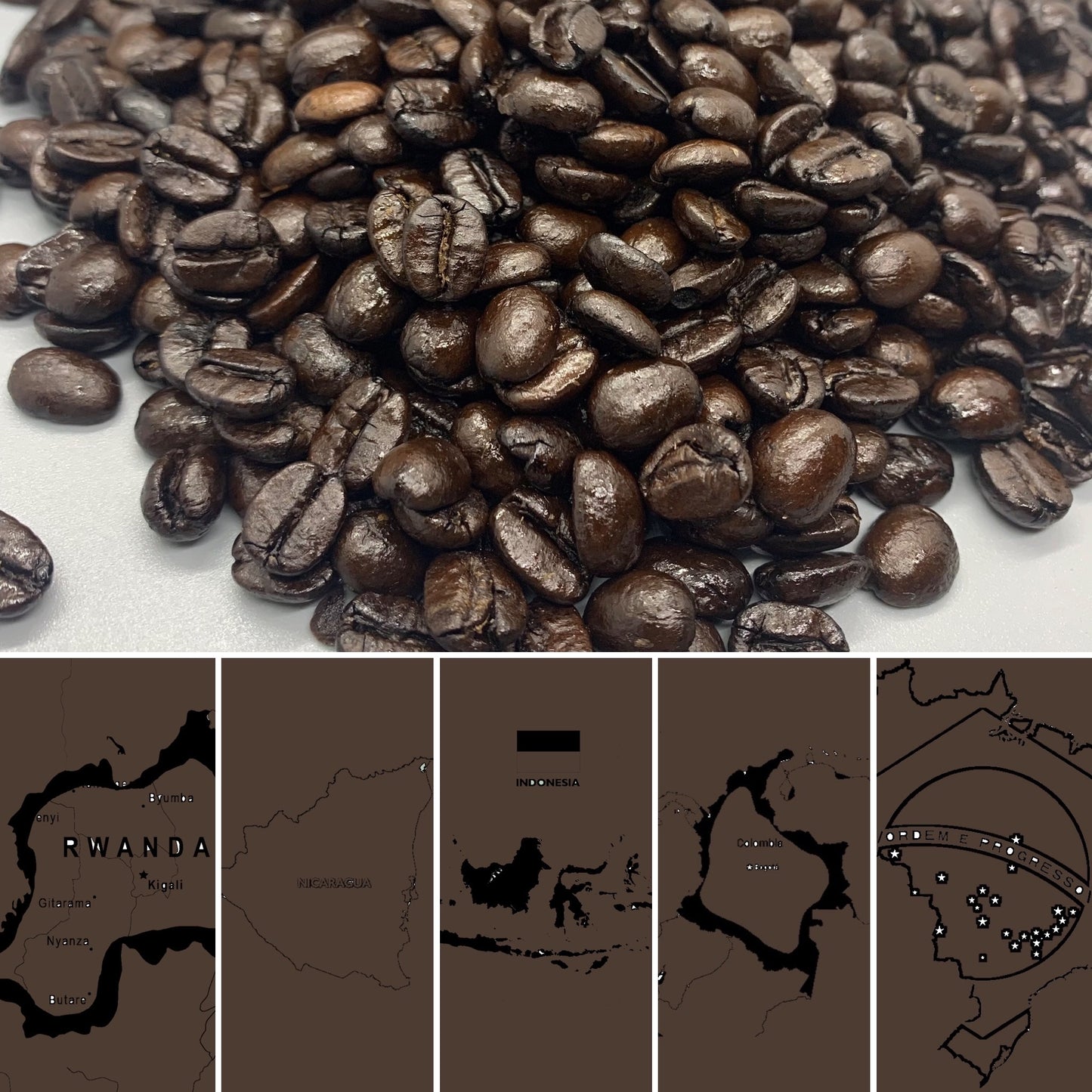 Arabica-prov med enstaka ursprung (5 x 200 gram) - Rostade kaffebönor