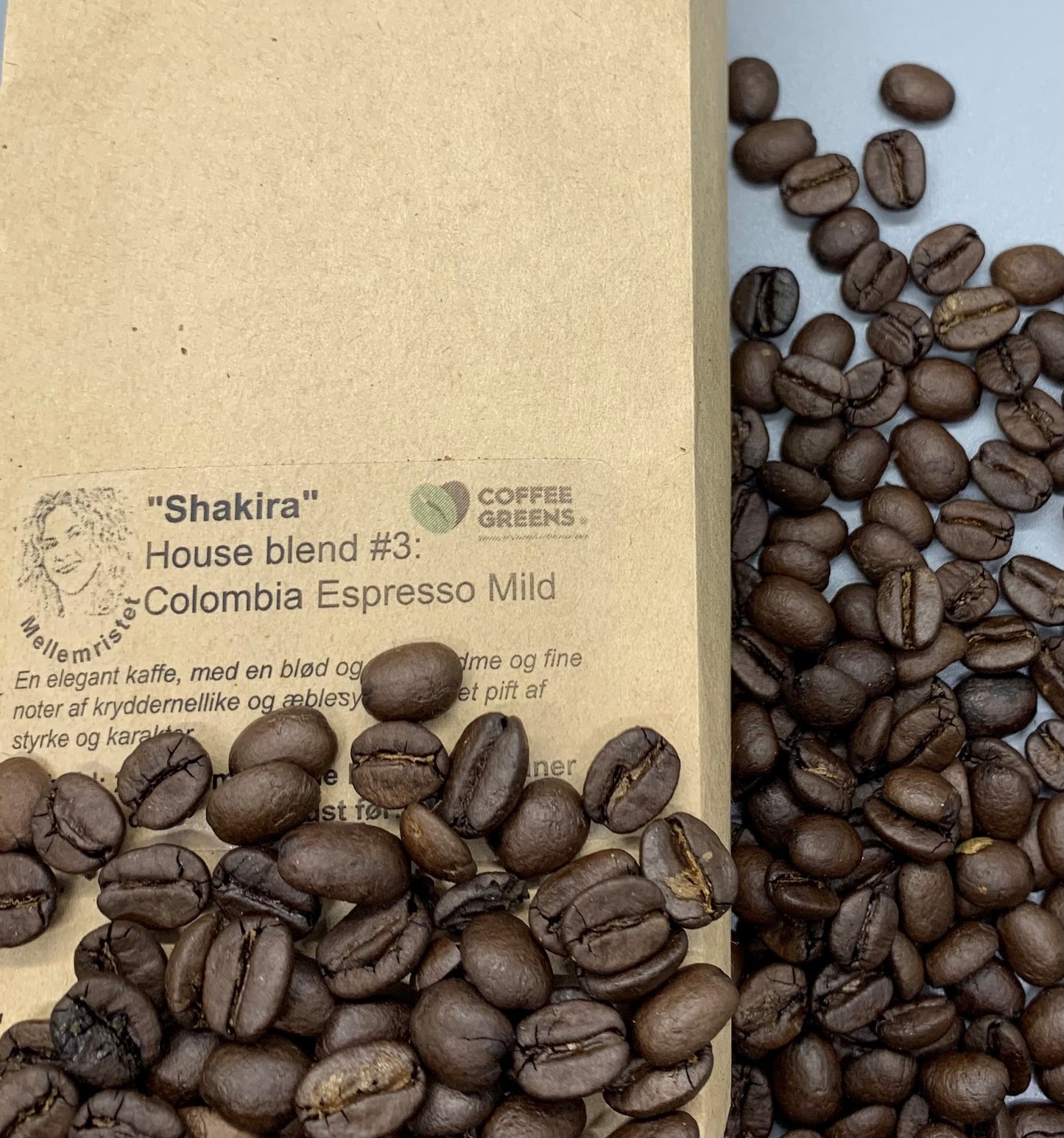 "Shakira"- Husblanding nr. 3:Colombia Espresso Mild - Ristede kaffebønner